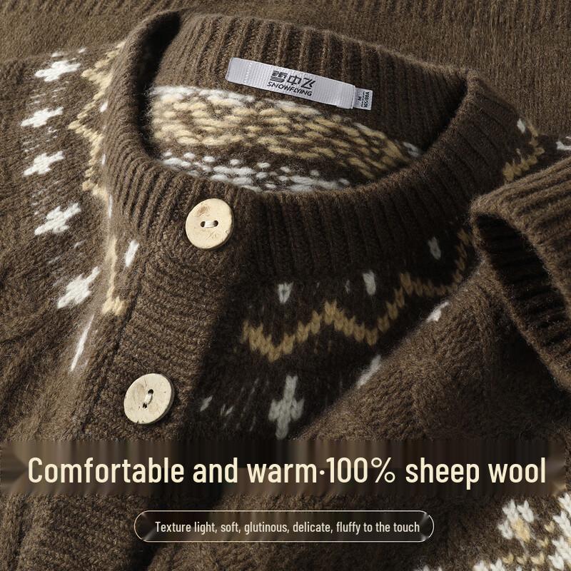 Snowflying Women s 100% Lambswool Jacquard Knit Cardigan One Size