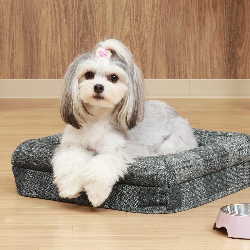 Fujiboeki Pet House/Pet Bed, 2-Room, 40cm Wide X 40cm Deep X 65cm High, Gray, Checkered Pattern, for Dogs and Cats, with Roof Bed, 53720, Small