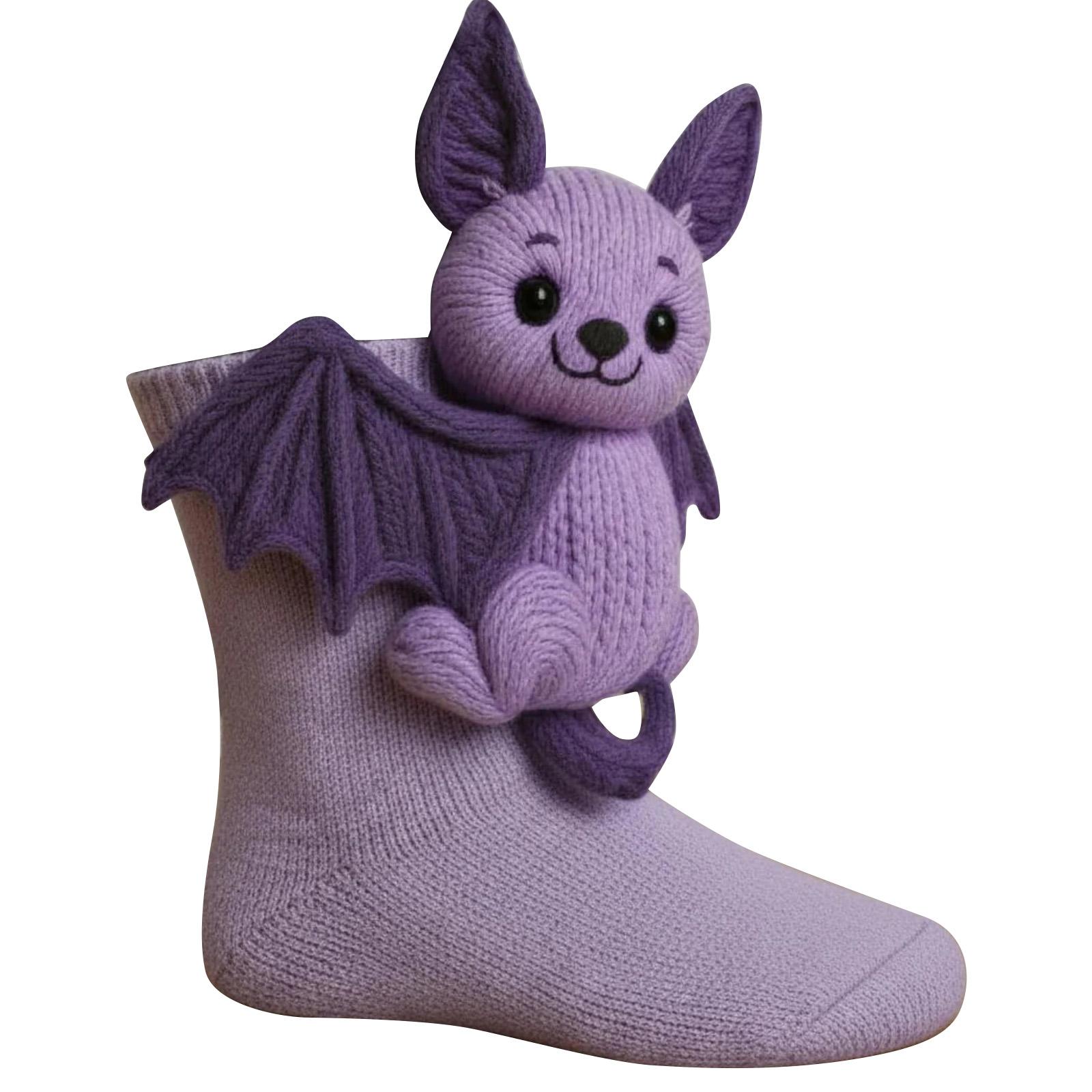 

Вязаные крючком носки-тапочки с животными - Плюшевые носки ручной работы с нескользящими подошвами для детей и взрослых One Size