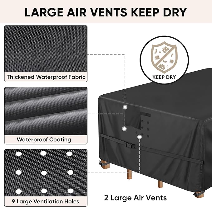 Patio Furniture Covers Waterproof Winter, Heavy-Duty Outdoor Furniture Set Covers for Table Chairs, Anti-UV, No Tears or Fading