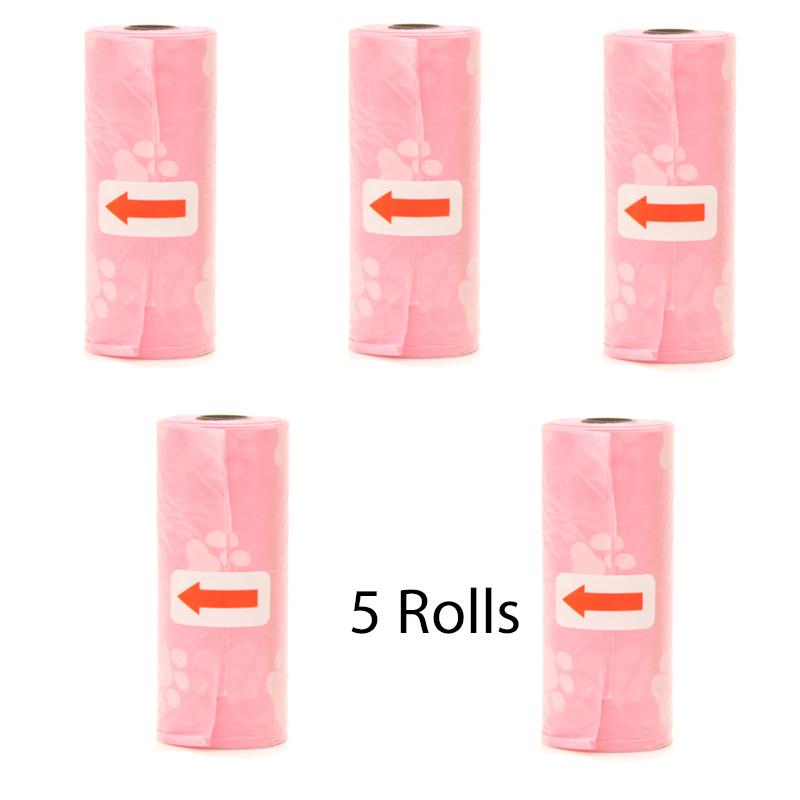 Pet Poop Bags Disposable Dog Waste Bags Bulk Poop Bags with Leash Clip and Bone Bag Dispenser 5 Rolls of 75 Pcs Bags