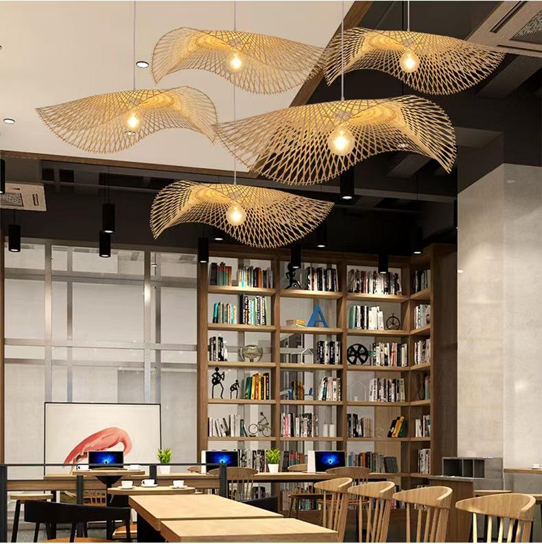 Japanese Style Bamboo Woven Pendant Light for Restaurant, Hotel, B&B, and Hallway Decor