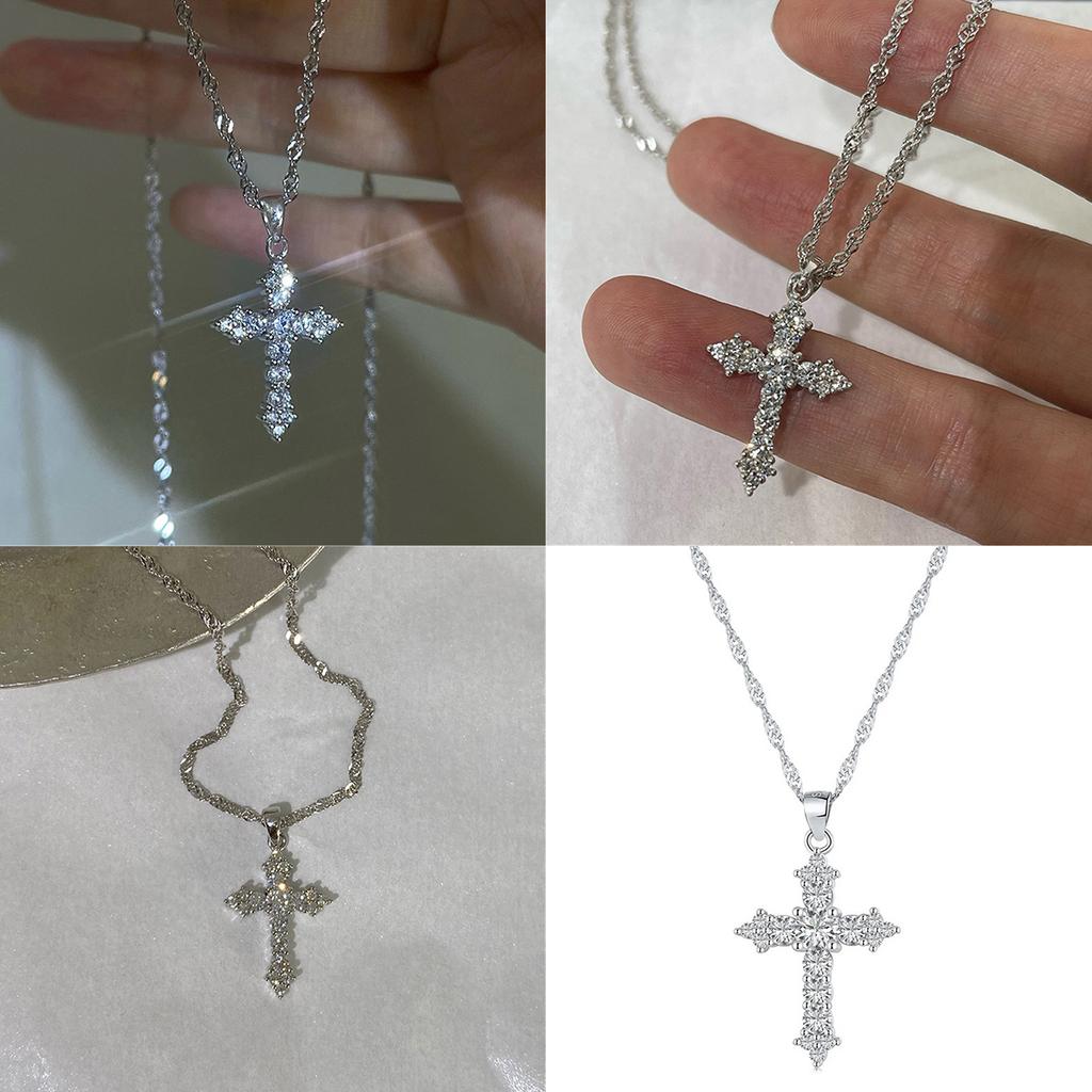 Elegant Cross Pendant Necklace Alloy Minimalist Design Adjustable Chain for Women Jewelry Gift Versatile Daily Wear