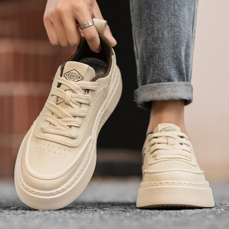 

Men s shoes winter breathable 2024 new trend versatile casual board shoes youth running sports heightening white shoes 44 абрикосовий