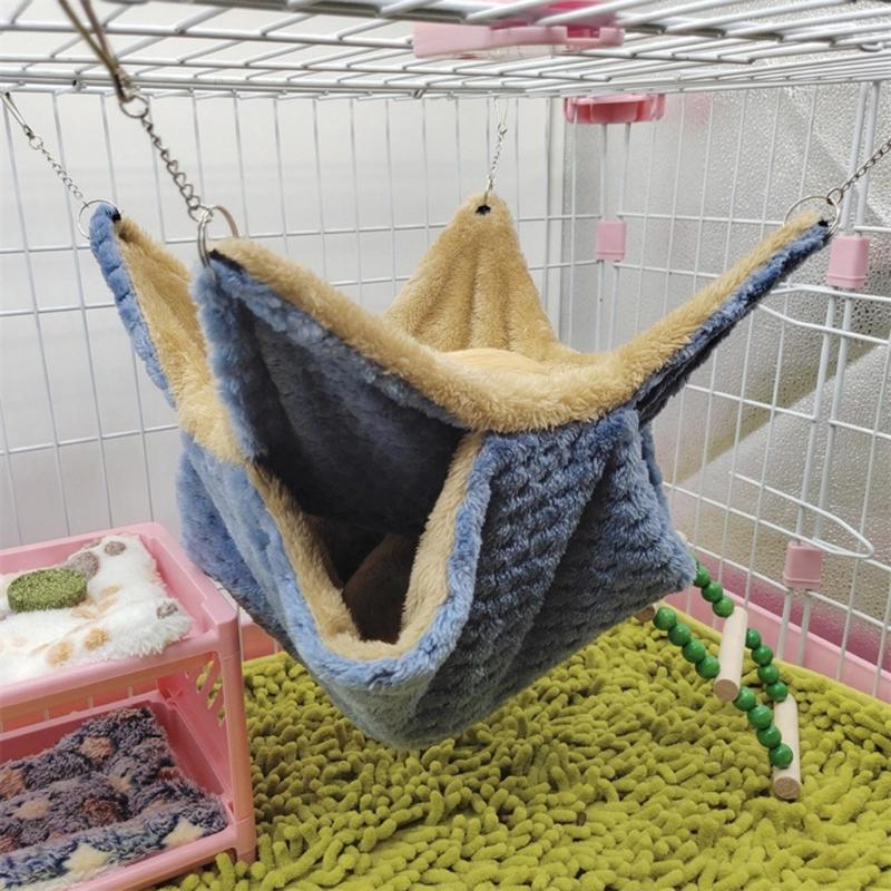 Hammock Birds Plush Hanging House Small Animals Squirrel Double Layer Hammock Beds Parrot Nest Squirrel Warm House