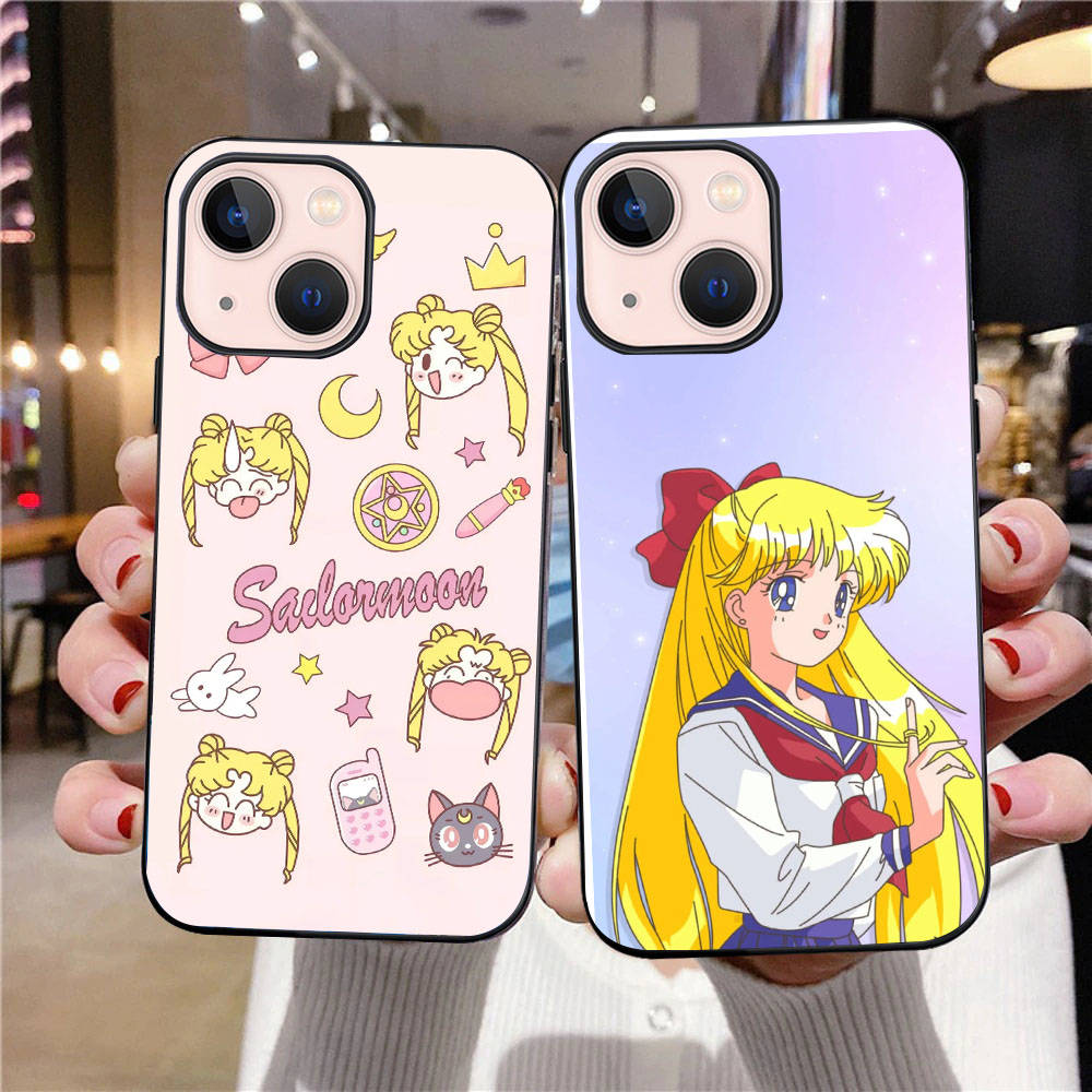 B-11 Sailor Moon Black Case for Samsung S24 S23 S22 S21 S20 FE S10 Lite Ultra S7 S8 S9 Plus A05S A11 A12 A13 A15 A22 A24 A25 A32 A52 A71 5G