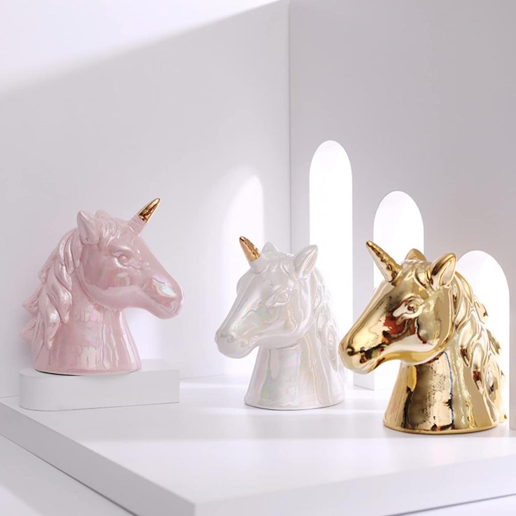Queen-b Unicorn Piggy Bank, Stylish and Cute, Decorative Figurine, Object, Decoration, Creative Birthday Gift, Celebration Gift (Gold)