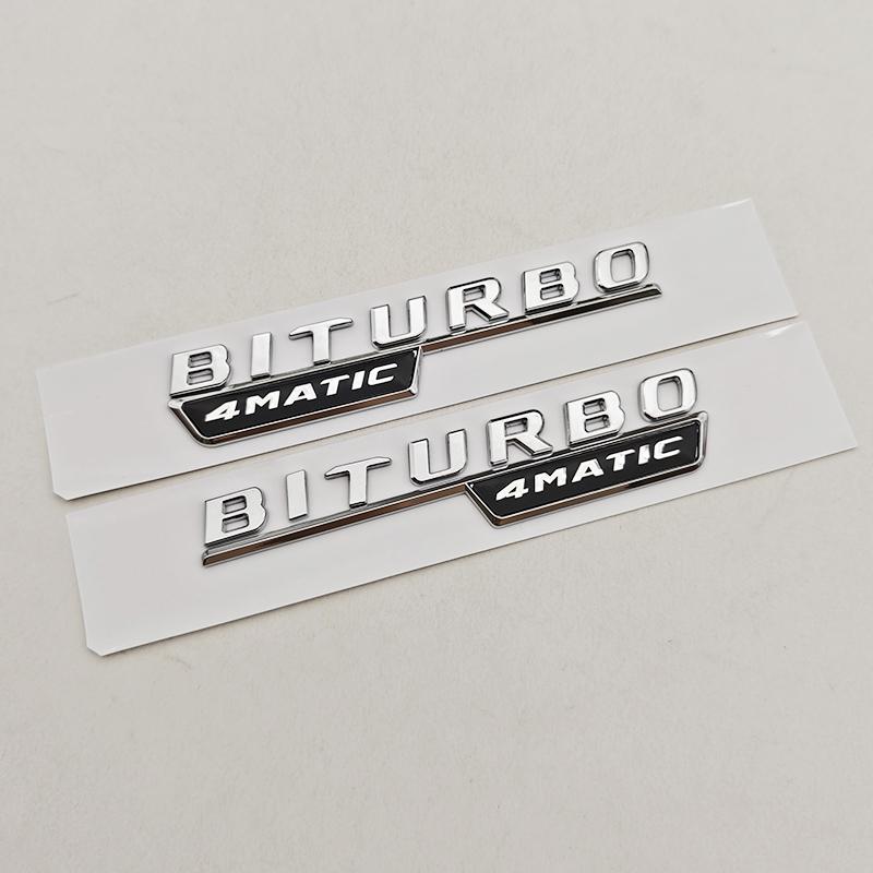 1pc 3D ABS C43 Logo Letters BITURBO 4MATIC Badge Car Rear Sticker Emblem For Mercedes Benz AMG W205 W206 Decorative Accessories