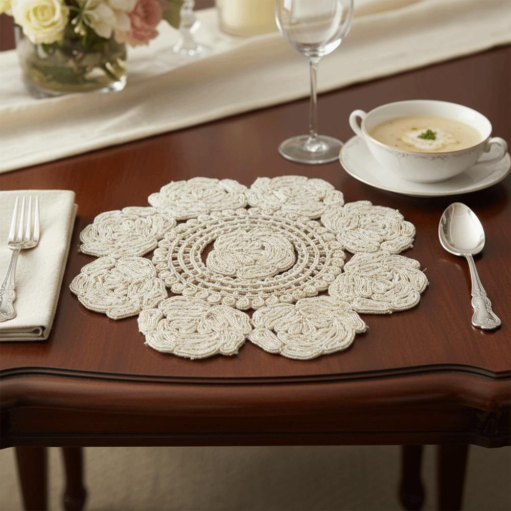 Hollowed-out Lace Placemat Modern Crochet Doilies Decorative Table Place Mats  Wedding Decor