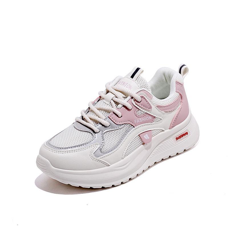 Spring And Autumn New Women'S Mesh Breathable Casual Shoes Lightweight Soft Soled Sneakers Thick Soled Non Slip Walking Shoes