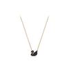 Swarovski [authentic Product Shopping Bag Included] Iconic Swan Small Necklace Rose Gold Black