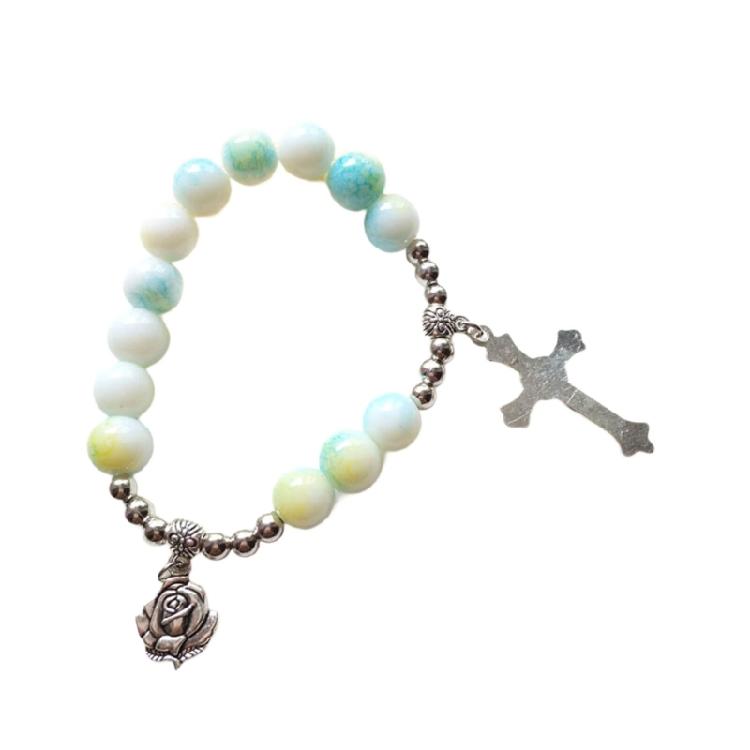 Adjustable Crosses Charm Beads Bracelets Fashionable Religious Jewelry for Men and Women