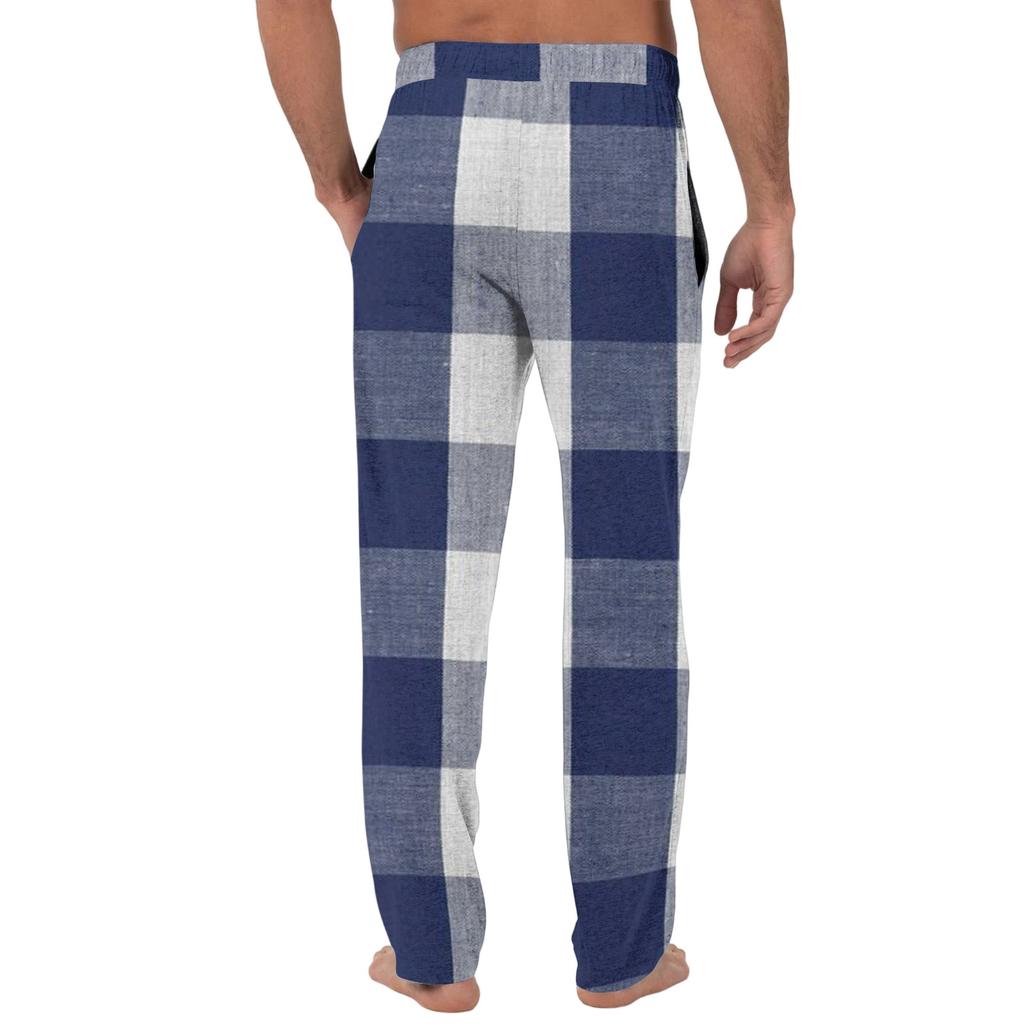 Herren Freizeit Pyjamahose mit Taschen | Einfarbig Gestreift Kariert Bedruckt Lockerer Schnitt Elastischer Bund für Zuhause