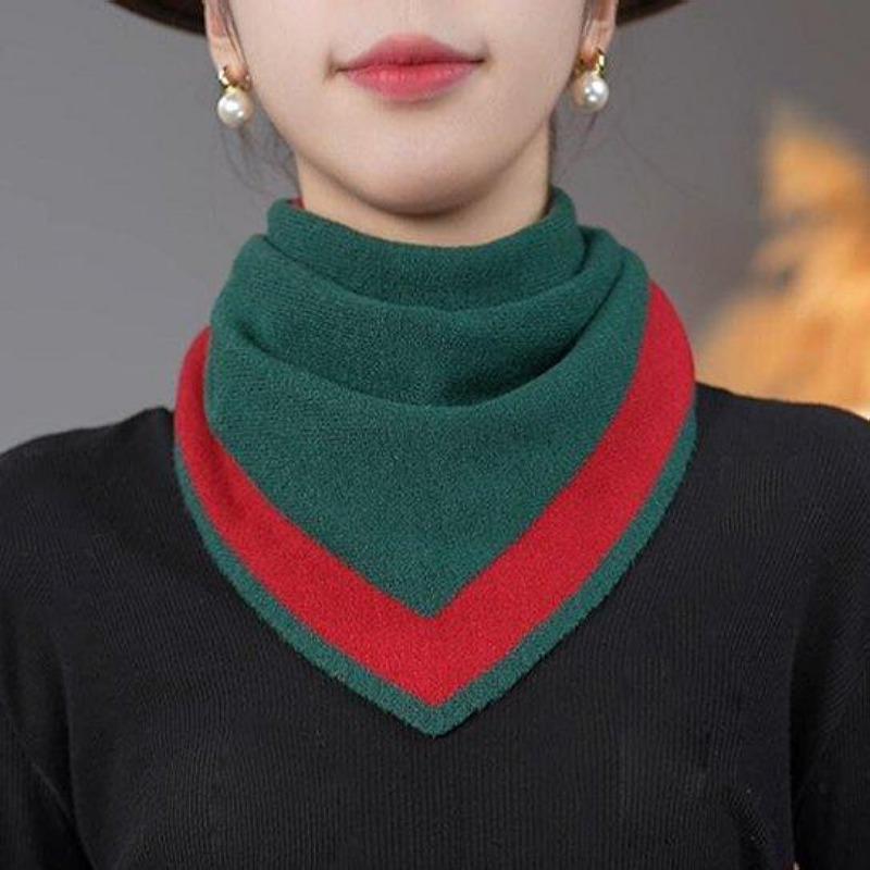 Reversible Solid Scarf Winter Thick Triangle Shawl Double Sided Warm Versatile Knit Scarf Women