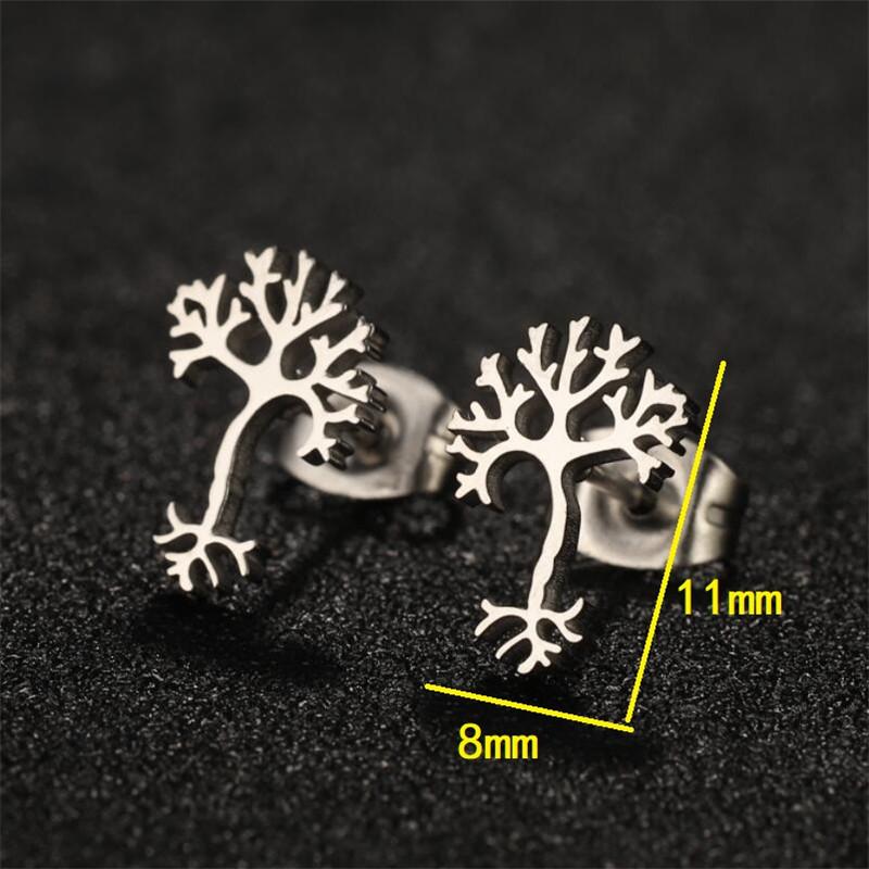 Oly2u Neuron Earrings for Women Anatomy Neuron Stud Earrings Life Tree Biology gift for men girl