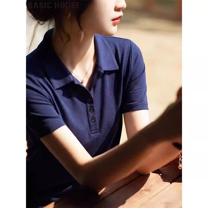 Basic House Women s Ice Silk Short Sleeve Polo T-Shirt M