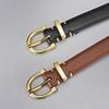 Genuine Leather Womens Belt With Alloy Pin Buckle Slim 1.8cm Width Sweet Chic Style Jeans Office Date Outfits