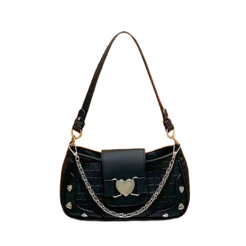 JIAERDI Hot Grils Y2k Handbag Women Vintage Sweet Cool Heart Chain Pink Underarm Bag Female Fairycore Aesthetic Shoulder Bag New