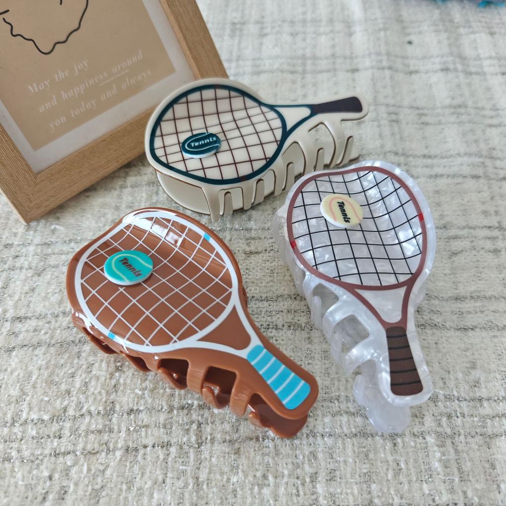 1pc Cute and creative sports tennis racket accessories, clip on disc hair, shark clip on hair accessories
