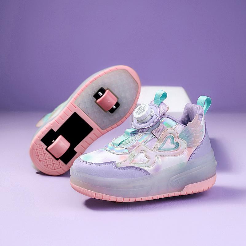 Walking Shoes Girls Shoes Will Shine Skates Outdoor Running Pulley Fashion Children's Sneakers Breathable Mesh Shoes