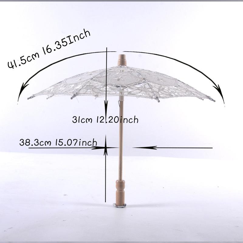 Vintage White 15/19/30/38Cm Lace Parasol Umbrella Embroidery Cotton Lace Flower Girl Umbrella Kids Sun Umbrella Photo Prop