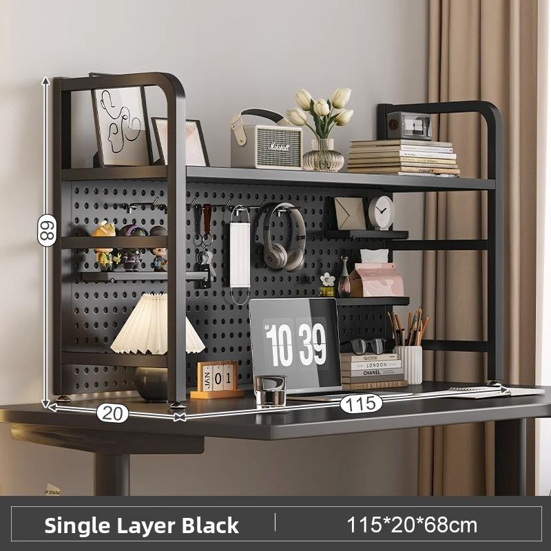 Multi-Layer Desktop Hole Board Storage Rack Stand up Computer Desk Organizer Student Dormitory Bookcase Horizontal Shelf Holder
