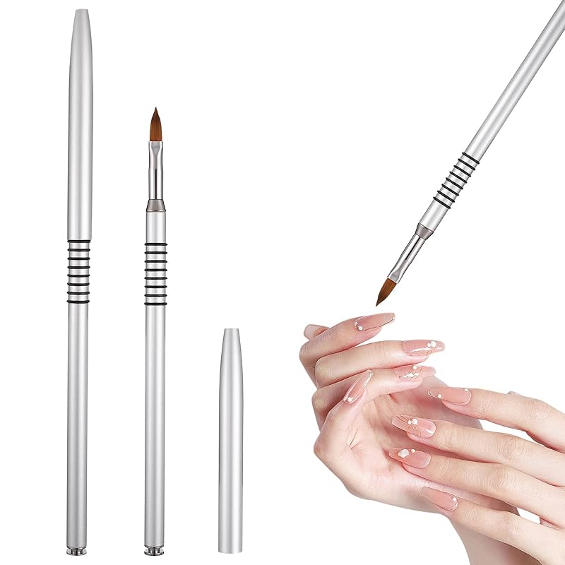 2 Pcs 3D Nail Art Brush for Acrylic, Kolinsky Acrylic Nail Brushes Set, Nail Lining Brush Nail Salon Painting Brushes Pen 3D Nail Art Flower Brush,