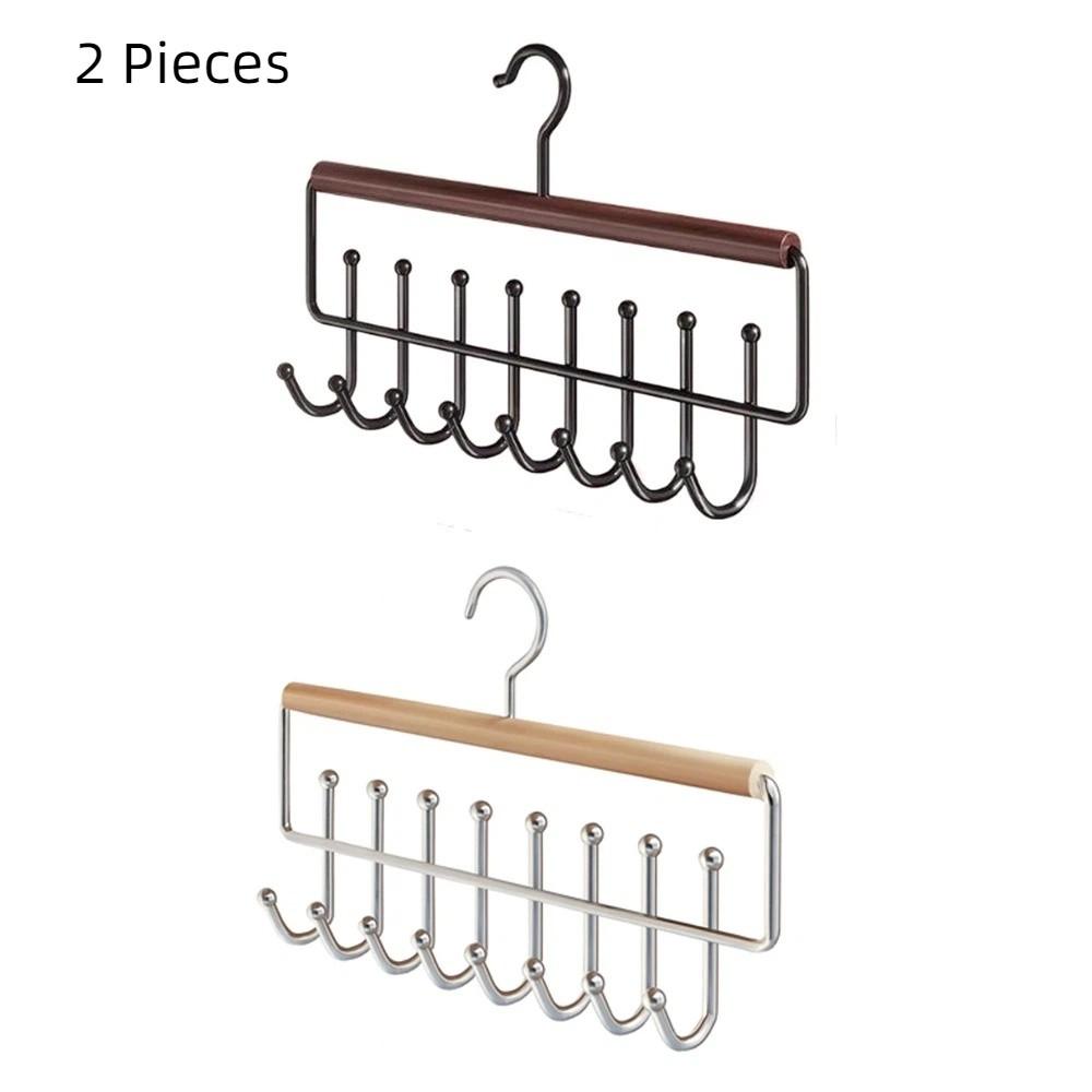 2 Pieces 16 Hook Wooden Clothes Drying Rack Anti-slip Rotatable Women Storage Bra Hangers Large Capacity Space Saving