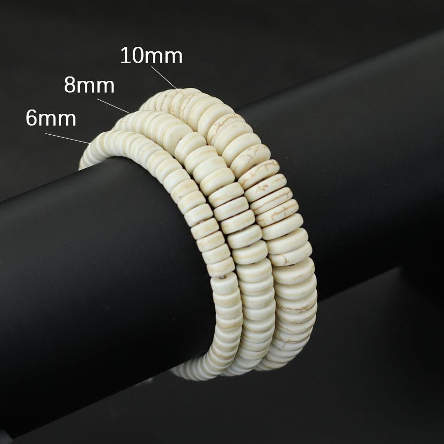 Noter Braccialetto Minimalista Bianco in Pietra di Howlite Unisex Perline Distanziatrici Rotonde 6/8/10mm Braccialetto Accessori Bohemien da Spiaggia Pulsera