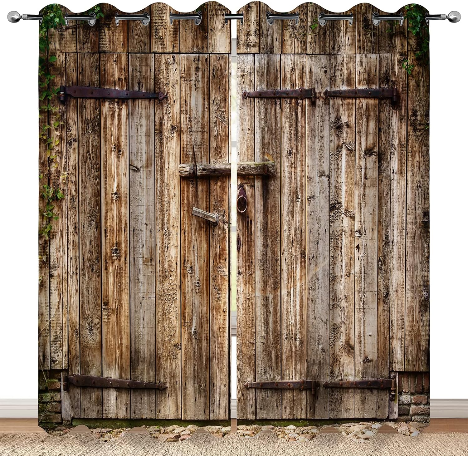 2 Stück Gardinen Western Bootsanker Dekoriert Holztüren Mit Stangentasche Gardinen Ideal für Küchen Cafés Schlafzimmer Jalousien Fensterscheibe 140W160H(CM)55x63in&Rod Pocket