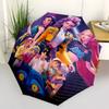 Vivid Anime Characters&Blue Cat Art Print PosterUmbrella with Cute Design,Portable 3-Fold Compact Umbrella for Men&Women,Valentine's Day Mot