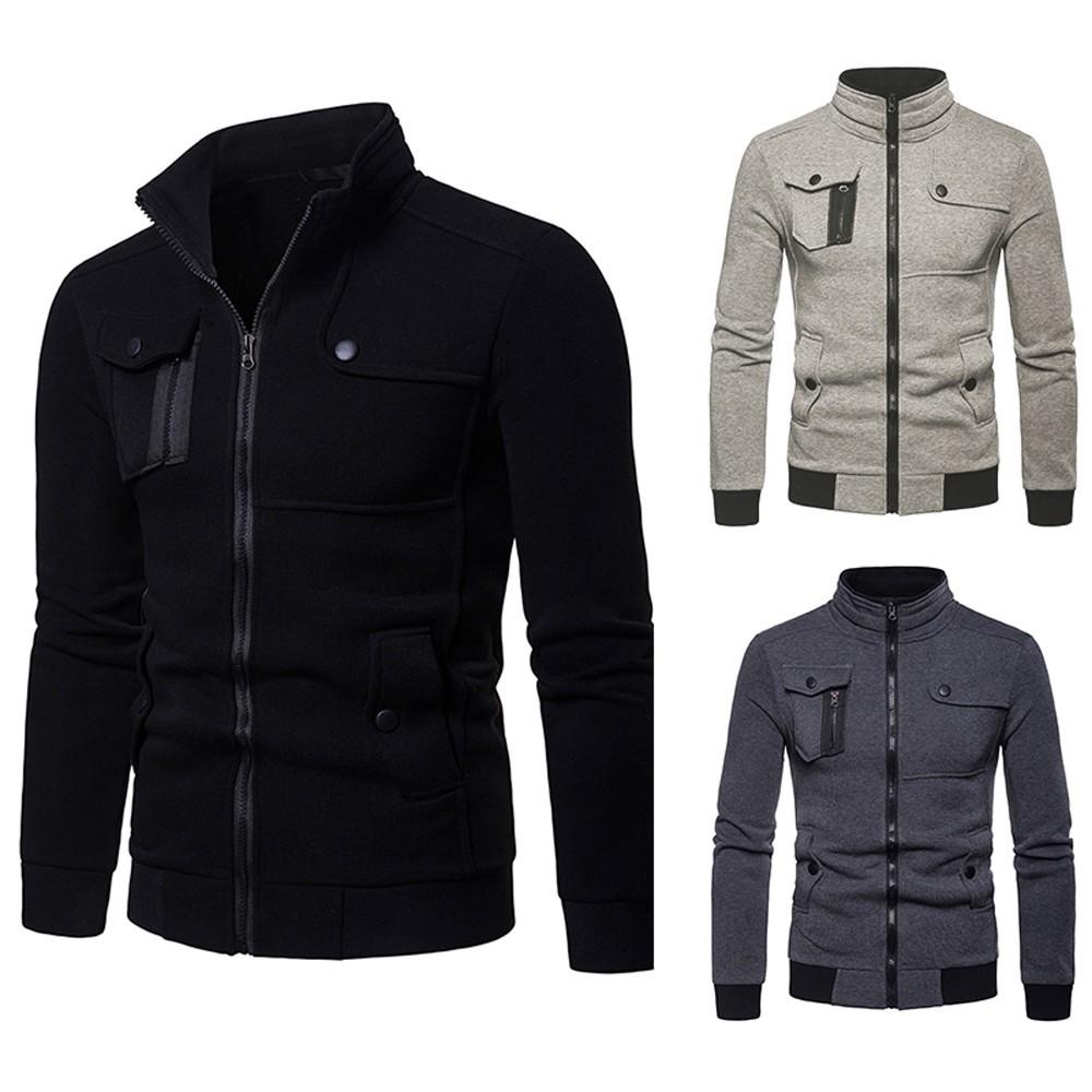 

Мужской пуловер на молнии с карманом и длинным рукавом, блузка с длинными рукавами