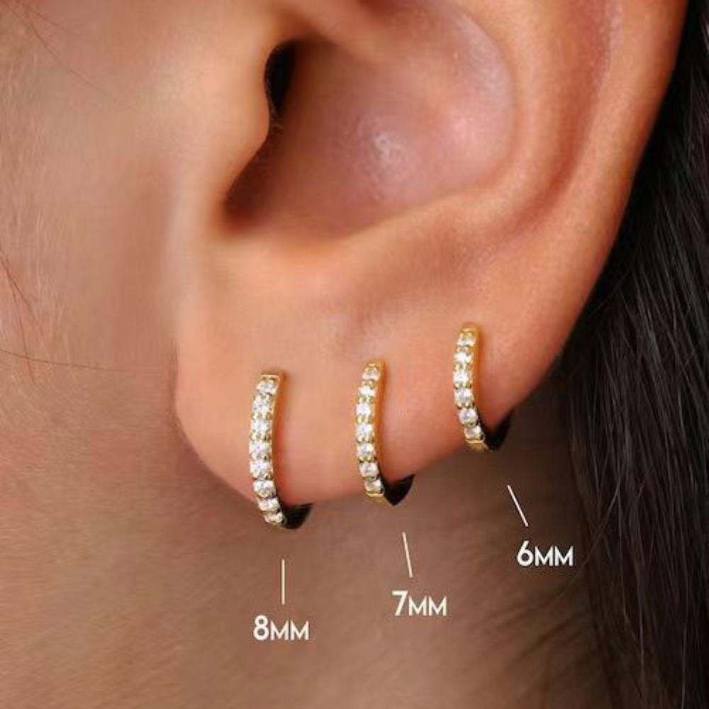 Luxury Gold Plated Round Huggie Earrings With Half Pave Crystals Chic High Quality Fashion Jewelry For Women