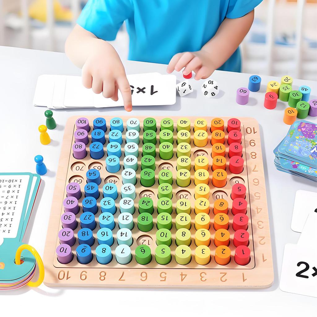 SINGERTOP Multiplication Table Set: Learn Multiplication Tables with Multiplication Cards, Montessori-style Educational Toy, Number Play Game, 1-100 N