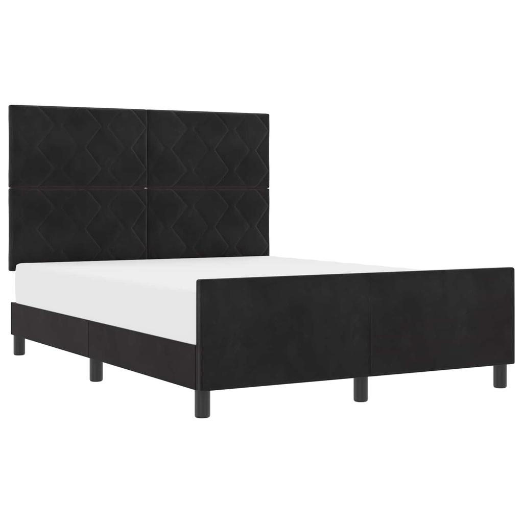 Box Spring Bed with Headboard Black 140 x 190 cm Velvet