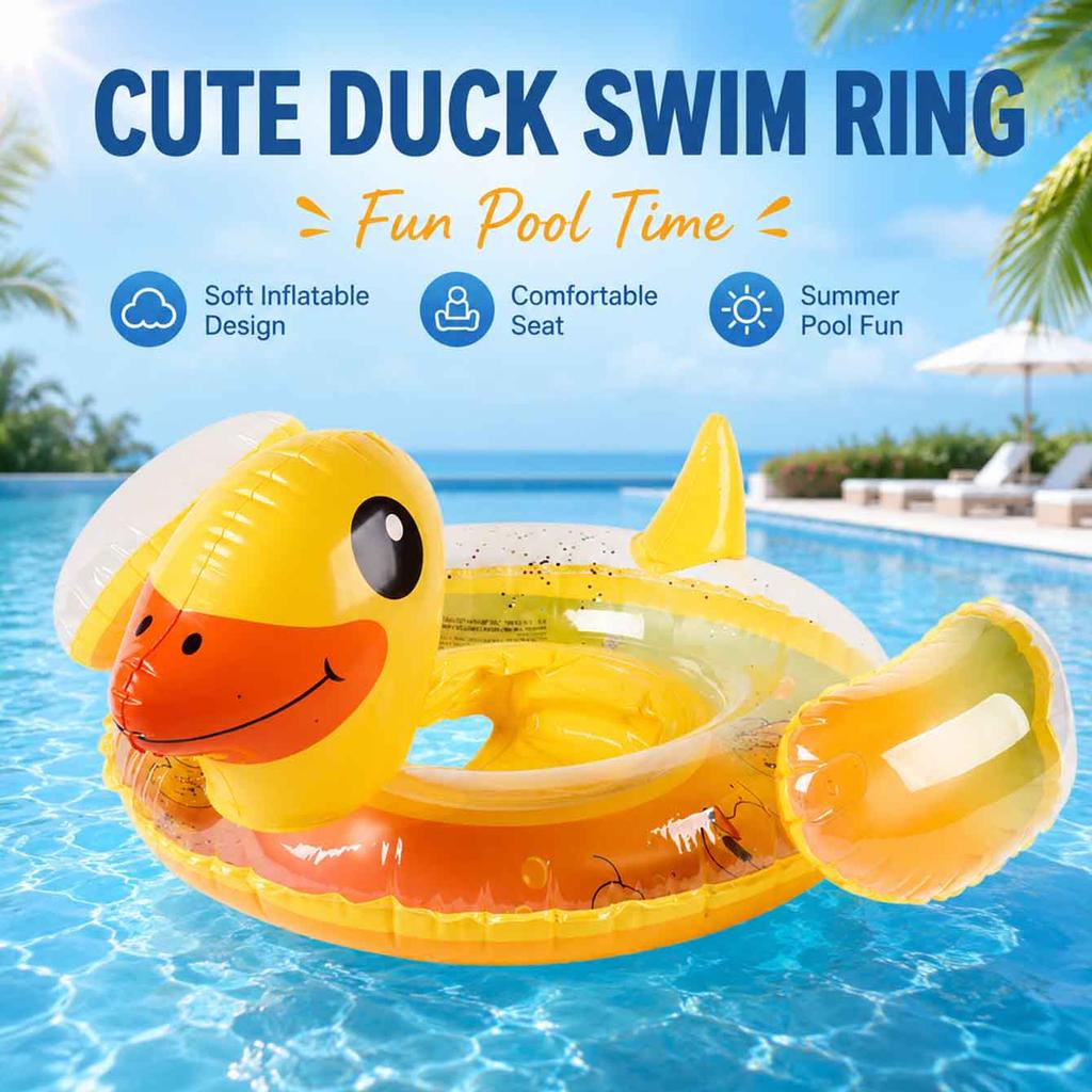 1PC Inflatable Duck Swim Ring Cute Duck Pool Float Comfortable Seat Summer Pool Water Fun Toy