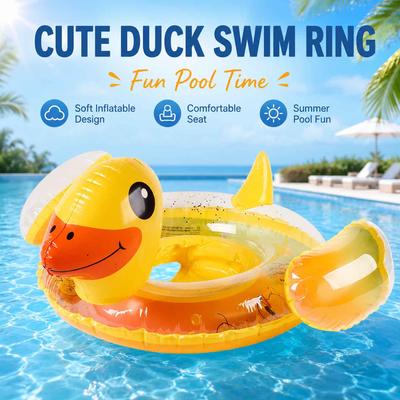 1PC Inflatable Duck Swim Ring Cute Duck Pool Float Comfortable Seat Summer Pool Water Fun Toy