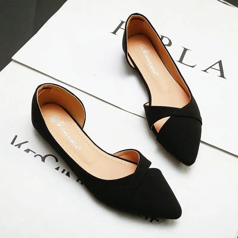 Lastest Shoes For Women Fashion Woman Flats Pointed Toe Hot Trendy Offer Genuine Mark Luxury Brand Cheap Clearance