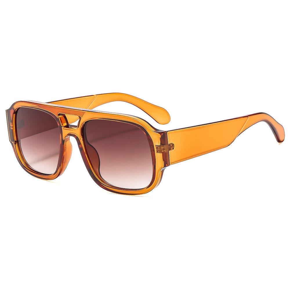 Vintage Leopard Print Gradient Square Double Bridges Women Sunglasses Brand Design Luxury Men Shades Sun Glasses Uv400