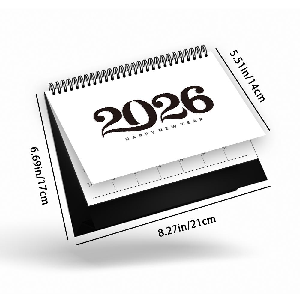 

1 шт. Календарь 2026, Минималистичный настольный календарь в черно-белых тонах, Месячный план на 12 месяцев, Идеальный подарок на дни рождения и праздники