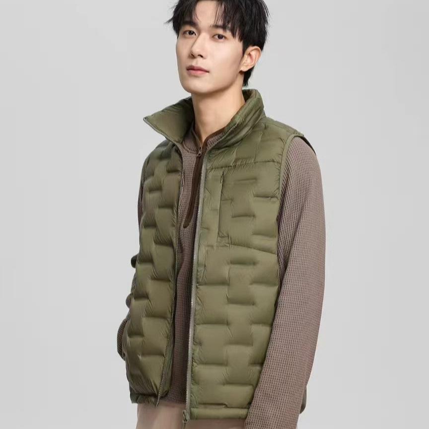 

2025 тонкий и легкий пуховик мужской осенне-зимний новый повседневный и универсальный легкий пуховик жилет с воротником-стойкой 3XL (90kg-100kg)