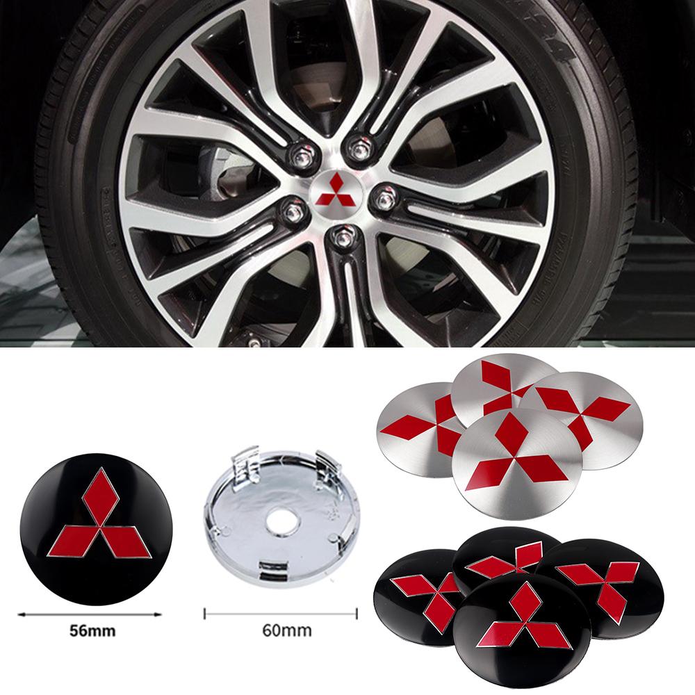 4 Stück Auto Radnabenkappen Reifennabenkappe Emblem Aufkleber Zubehör Für Mitsubishi Ralliart Lancer Outlander Competition 9 X