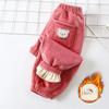 Autumn Winter Children's Warm Sports Long Pants Solid Color Fleece Lined Casual Trousers Mid To Large Child Fleece Pants