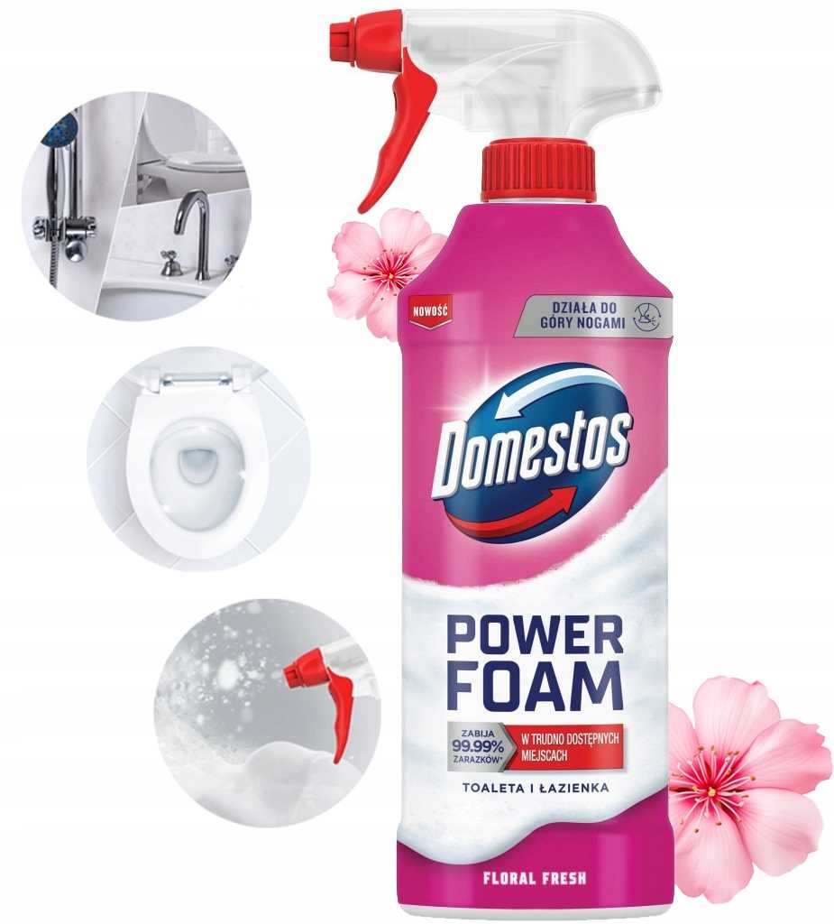 Domestos Power Foam Piana Do Mycia Toalety I Łazienki Floral Fresh 435Ml