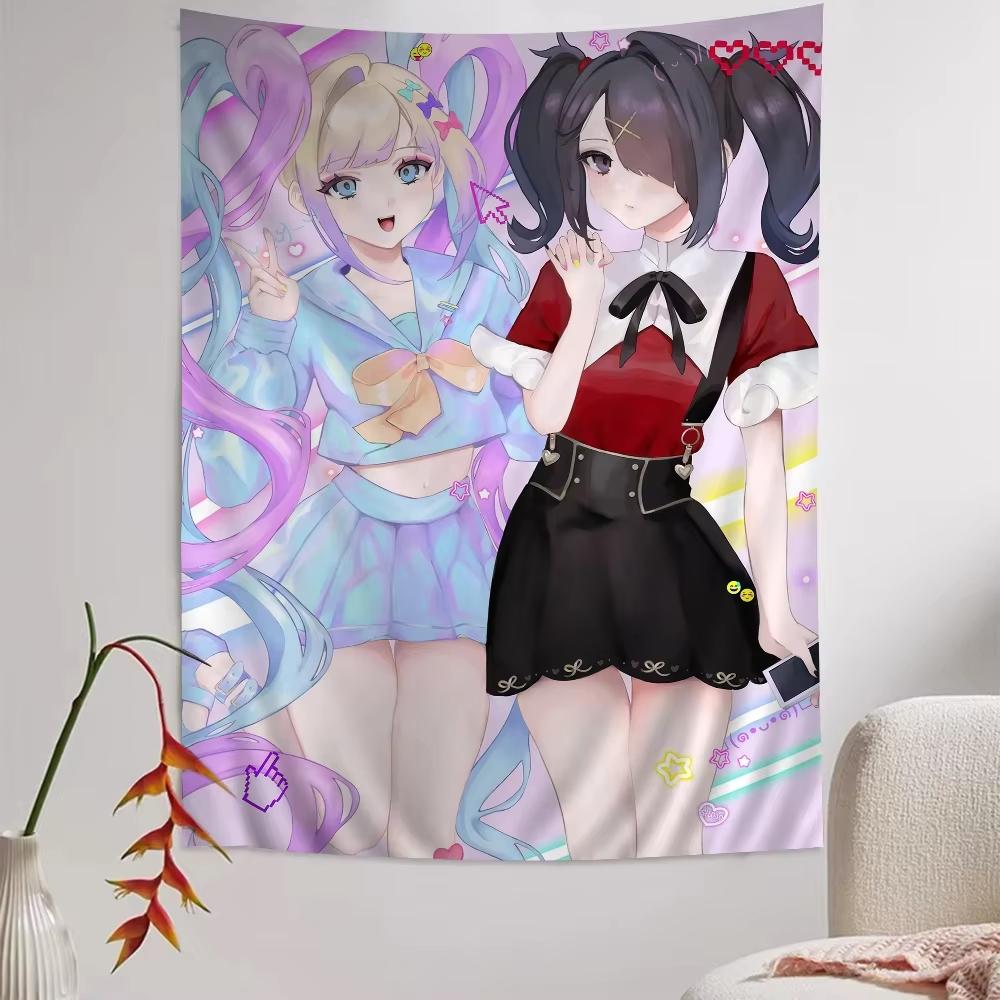 Anime Style Kawaii Girls Wall Tapestry Unique Dorm Room Decor Wall Hanging Banners Aesthetic Home Decoration Accessory Poster