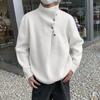 Men's Sophisticated Half-High Neck Button-Up Heavyweight Winter Sweater
