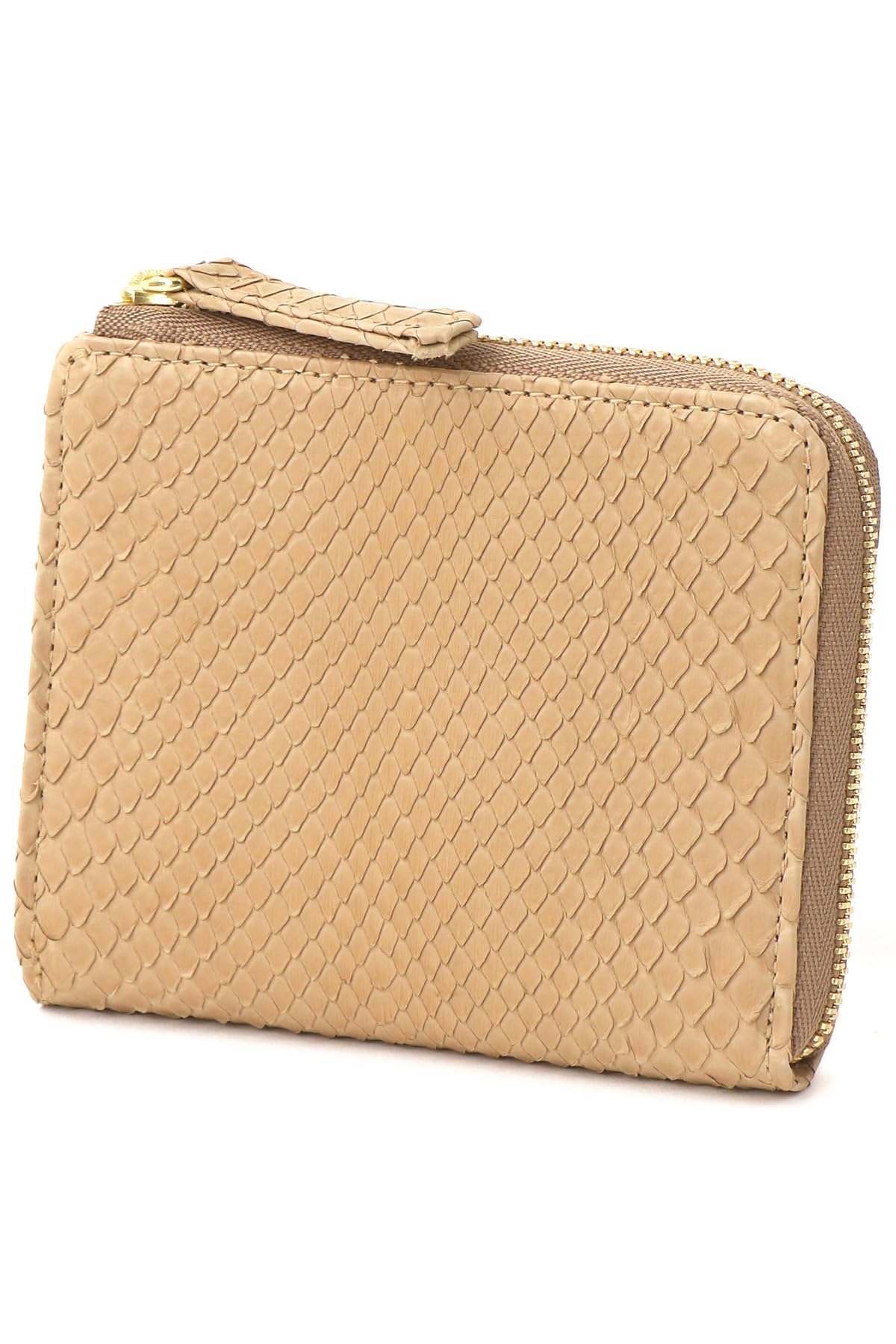 

Міні-гаманець на блискавці з натуральної шкіри пісок бежевий [Genten] L-подібний GE-44573-40