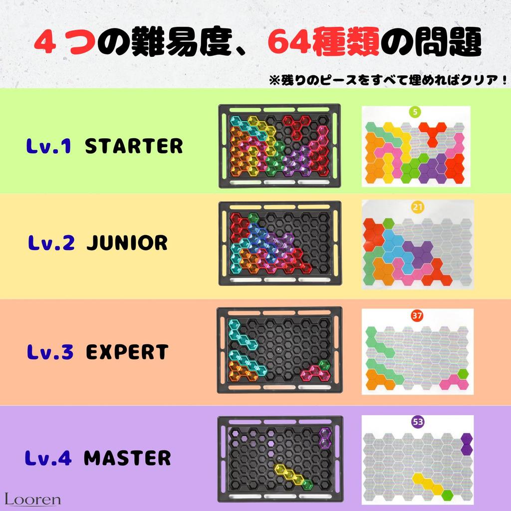 Looren Colorful Puzzle A Gift for Brain Educational Toy That Fosters Imagination and Thinking Includes 64 Puzzle Problems - Children Training,