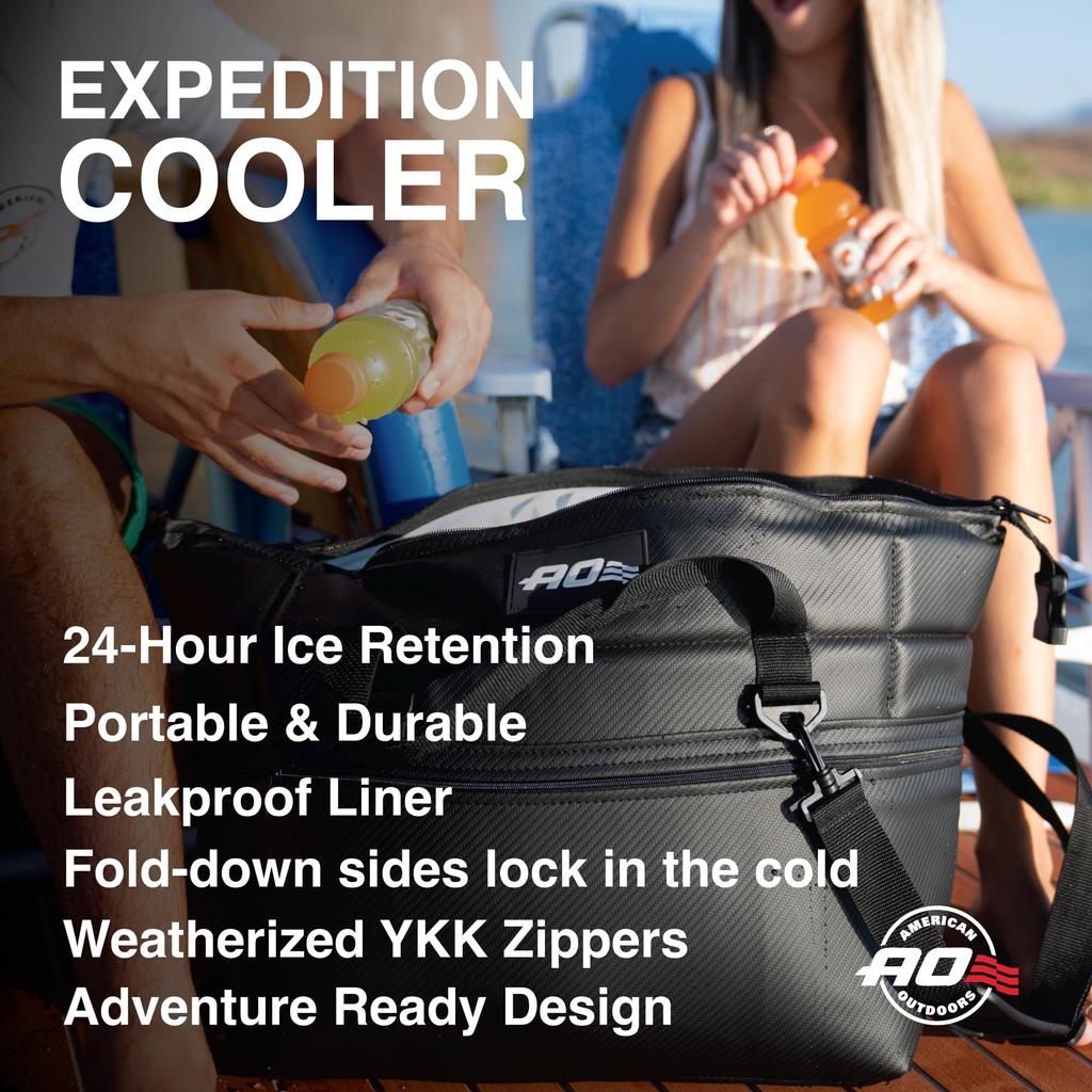 AO Coolers Carbon Soft Insulated Cooler for Outdoor and Fishing Japanese 12-Pack Cooler, Silver, 11L, Stain-Resistant, Lightweight, Box/Bag