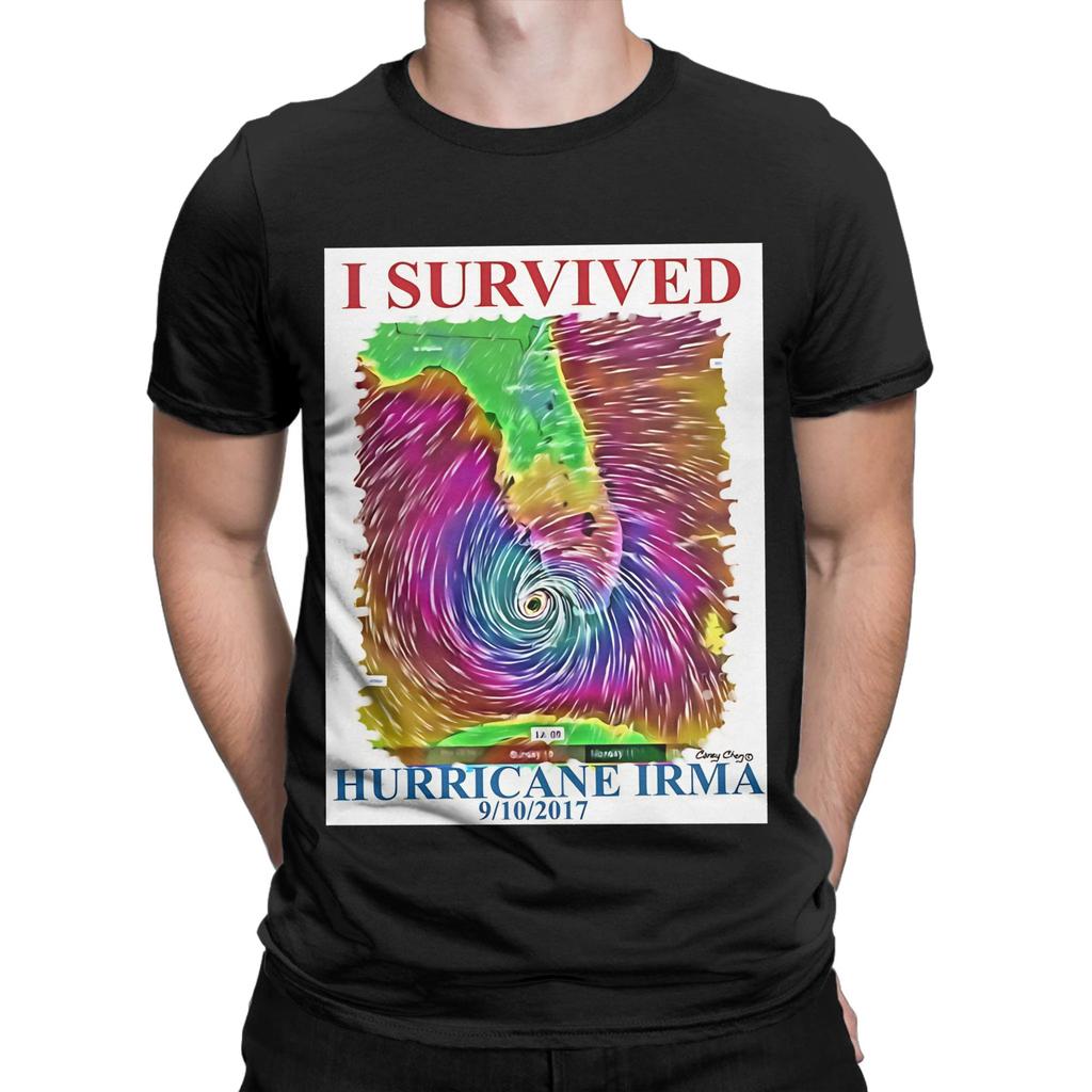I Survived Hurricane Irma Funny Graphic 100 Cotton Tshirt Hurricane Tees Tops For Unisex